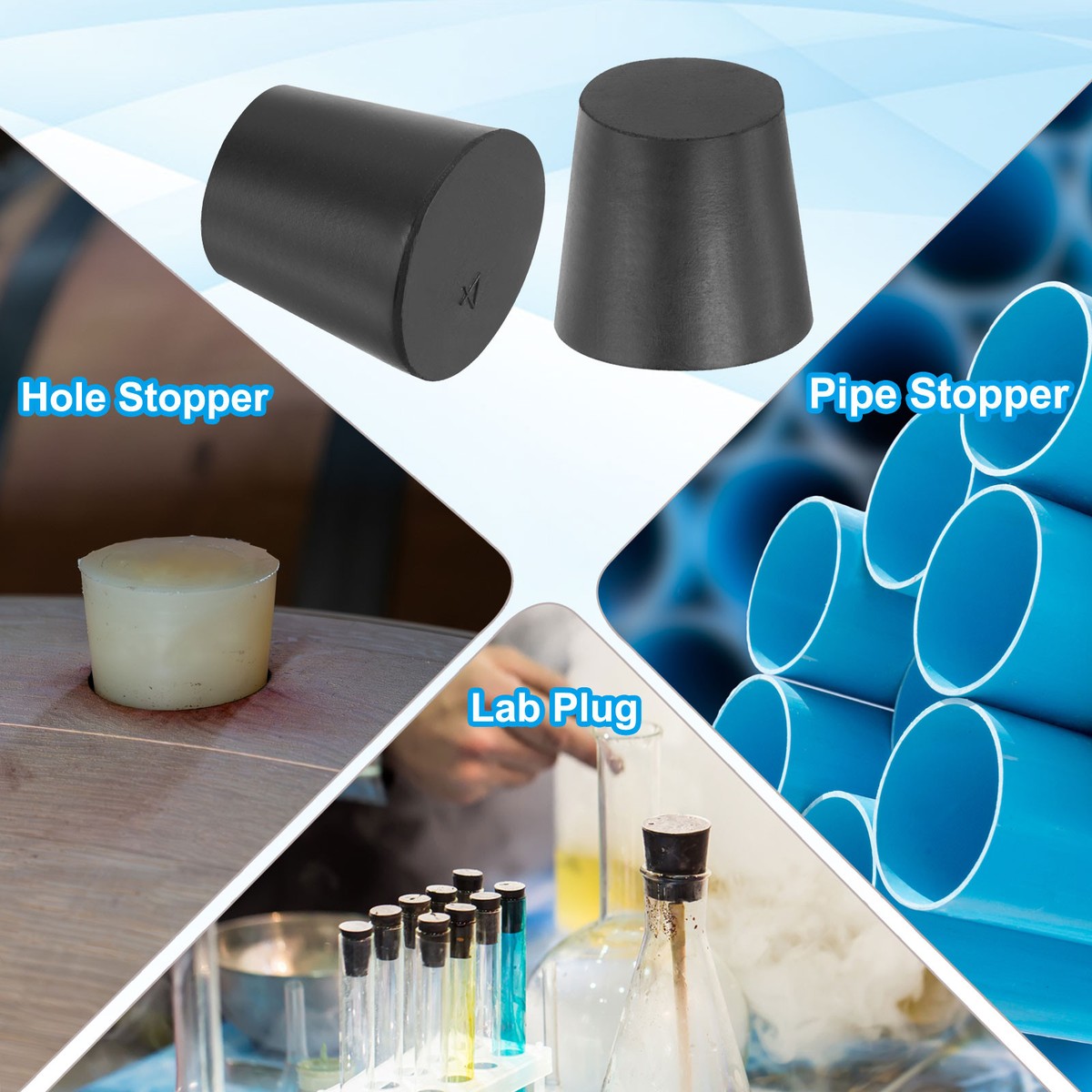 Uxcell White Tapered Shaped Solid Rubber Stopper For Lab Tube Stopper Size 16-19mm 5Pcs