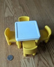 Little Tikes Dollhouse Family Kitchen Furniture Table with 4 Chairs Lot Vintage