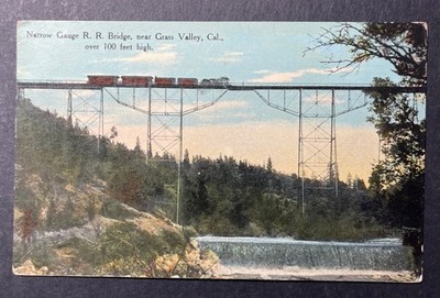 Narrow Gauge RR Bridge near Grass Valley California printed 1913 Lordsburg CAL