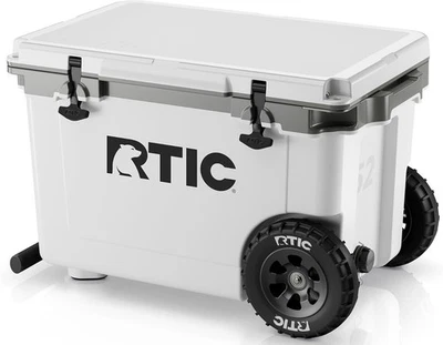 RTIC 52 Quart Ultra-Light Wheeled Hard Cooler Insulated Portable Ice Chest Box f