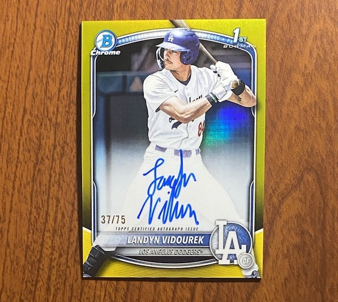 2025 Bowman Draft Landyn Vidourek 1st Bowman Chrome Yellow Refractor Auto /75