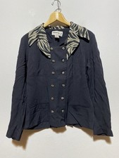 Vintage Studio I Size 12 Black w/Animal Print Collar Double Breasted Jacket