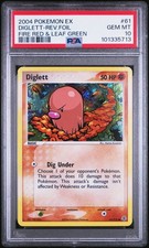 2004 POKEMON EX FIRE RED & LEAF GREEN #61 DIGLETT-REVERSE FOIL PSA 10