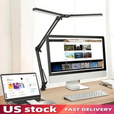 Adjustable Swing Arm LED Desk Lamp with Clamp, Eye-Caring Light for Work & Study