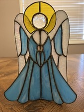 Vintage Stained Glass Angel - Christmas, Spirituality - 9.5" T x 7.5" W - Nice 