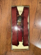 Red Silk Men&rsquo;s Trafalgar Braces Black Leather Gold Adjusters