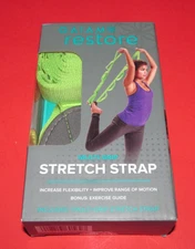 Gaiam Restore Multi Grip Stretch Strap-Green With Bonus Exercise Guide NEW Fr Sh