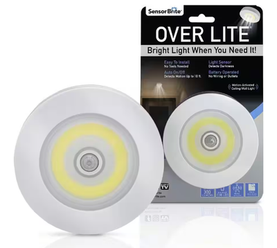 #ad Over Lite As Seen On TV 4 in x 4 in Motion Activated Ceiling Wall Light Battery $12.99