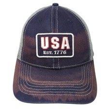 USA Est. 1776 Snapback Trucker Hat Blue One Size Adjustable Embroidered 6 Panel