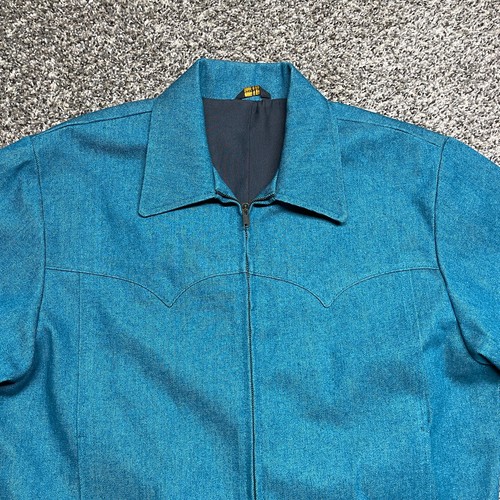 Vintage Pioneer Wear Western Bomber Jacke Gr. S Jeansblau 80er USA Made Passe - Bild 4 von 11