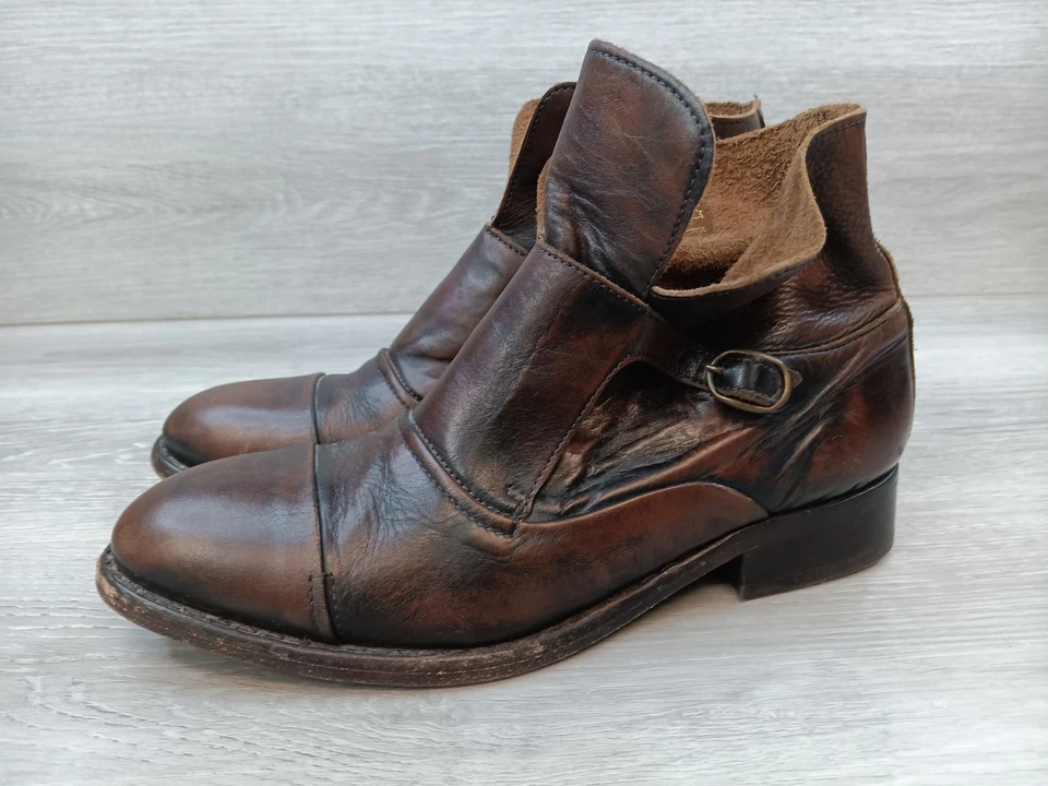 H By Hudson Vintage Bota Mujer 7 Marrón Cuero Puntera Western Botines Foto 3 de 4