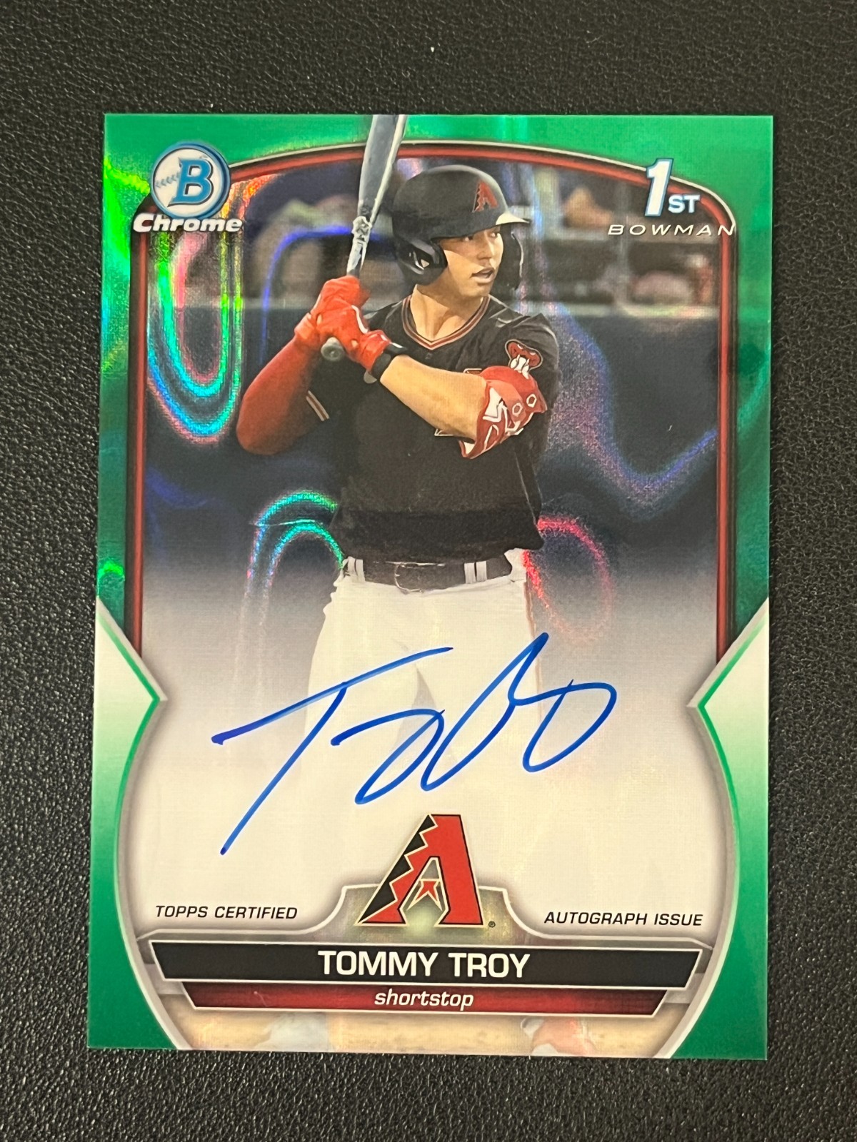 Tommy Troy 2023 Bowman Chrome 1st Auto Green Lava Refractor /99 Diamondbacks