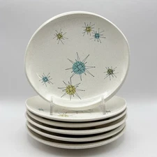 Franciscan Atomic Starburst 8" Salad Plate MCM Vintage | Set of 6