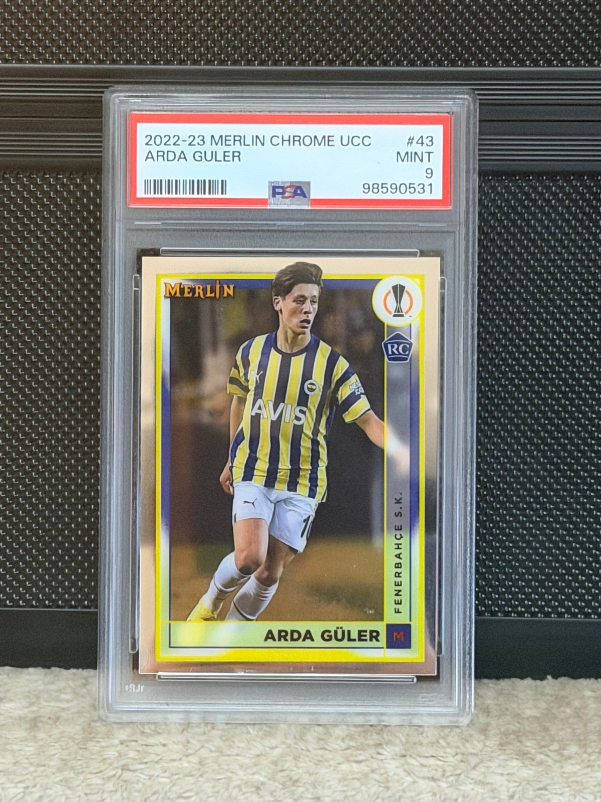 Arda Guler 2022-23 Topps Merlin Chrome UEFA UCC Rookie RC #43 PSA 9