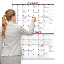 Large Dry Erase Calendar for Wall - Undated 2 Month Wall Calendar, 38" x 28" ...