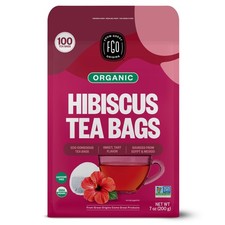 Organic Hibiscus Tea, 100 Count, Eco-Conscious Tea Bags, Caffeine Free, Packa...