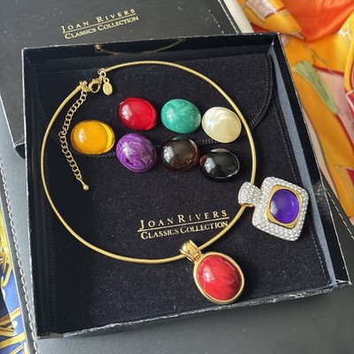 Vintage 90's Joan Rivers Omega Choker Interchangeable 9 Stone