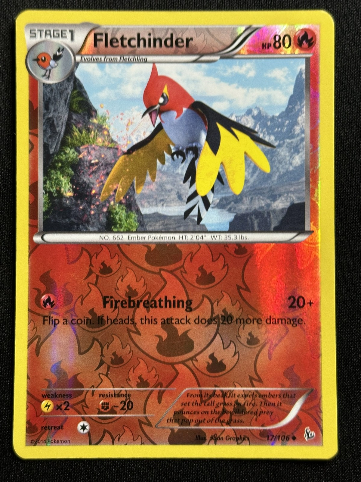 Fletchinder Reverse Holo XY - Flashfire 17/106 LP