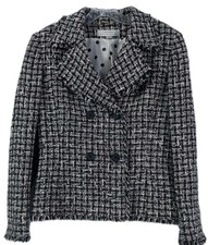 Tahari Arthur S. Levine Womens Jacket Size 10 Black White Boucle Blazer