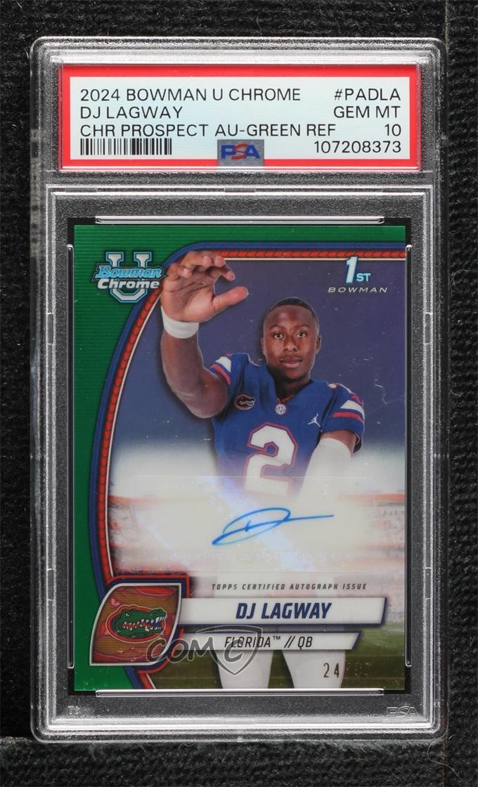 2024 Bowman U Chrome Prospect Green Refractor 24/99 DJ Lagway PSA 10 Auto 1fl4