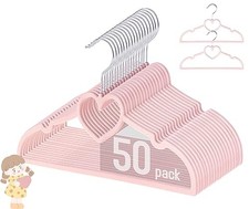 Kids Velvet Hangers 12.8 Inch - 50 Pack , Non-Slip Baby 12.8 in-50 pack Pink