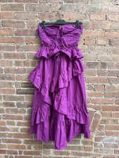 Ulla Johnson Women’s Strapless Tiered Ruffle Dress, Sz 0, Iris 100% Cotton