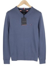 Tommy Hilfiger Pima Organic Cotton Cashmere V Neck Mens Sweater XS Blue