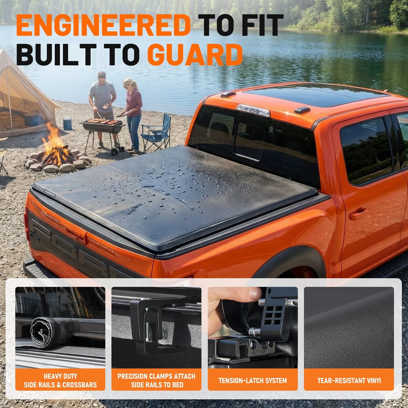 5.5FT Soft Roll Up Tonneau Cover for 15-26 Ford F-150 3