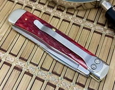 Case XX USA Peachseed Dark Red Bone 31957 Carbon Trapper Pocket Knife w/ Clip