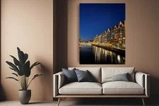 Photo Digital Image Picture Wallpaper Background | Night city river JPG Wall Art