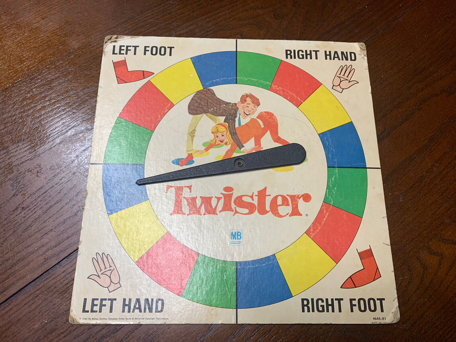 Vintage 1966 Milton Bradley Twister Game, Original Spinner Only