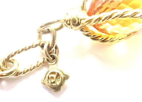 David Yurman 18k Yellow Gold Citrine Figaro Link 40" Long Chain Necklace - Picture 4 of 8