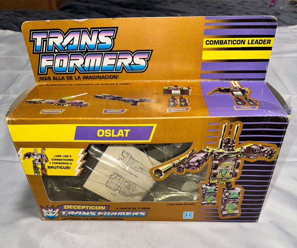 Vintage G1 Transformers Oslat Onslaught Gold Euro Box