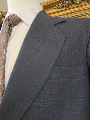 VTG BESPOKE 40R Dark Gray Glen Check 100% Wool Heavy Hopsack 2Btn Blazer Jacket - Picture 2 of 11