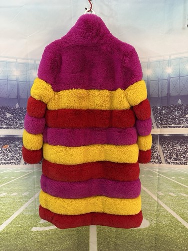 Azalea Wang Color Block Faux Fur Panel Trench Coat Small Fluffy Soft Fruit Loop - Picture 3 of 23