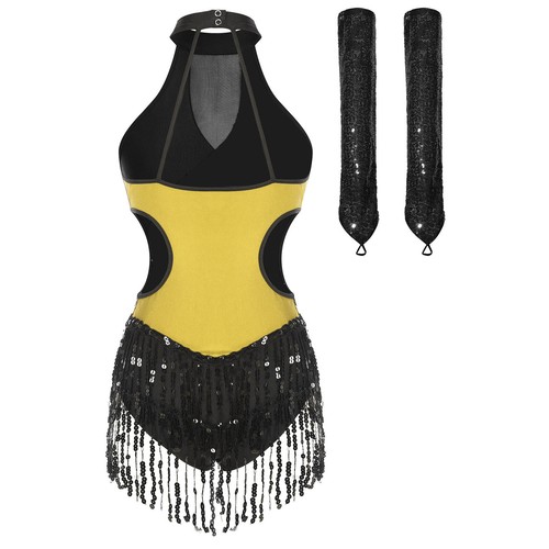 Damen Outfits Latein Trikot Cha Kostüme Walzer Body Flamenco Rückenfrei 2-teilig - Bild 29 von 55