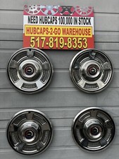 1967 Chevrolet Chevelle Malibu Elcamino 14 Poverty Hubcaps Set 4 Red White Blue
