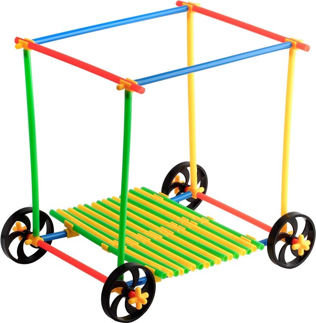 4D Straw Building Set 400PCS Straws, Connector & Wheels Kids