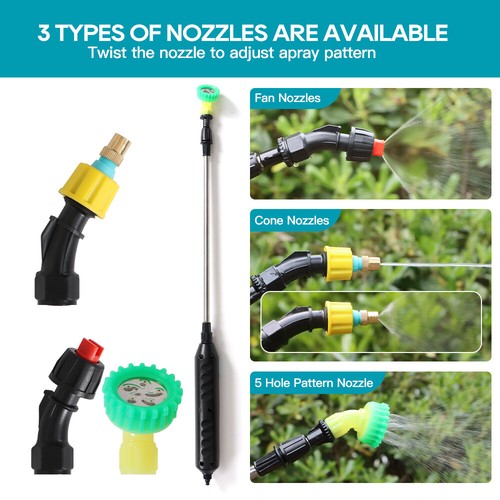 5L Electric Garden Sprayer Battery Powered Water Sprayer w/3 Nozzles Garden Weed - Picture 4 of 7