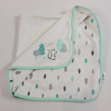 Gymboree Sweet Forest Mouse  Trees Baby Blanket Mint Green flaws