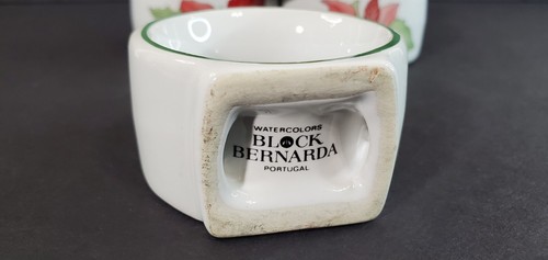 Poinsettia Christmas Napkin Rings Block Bernada Watercolors Portugal Set of 4 - Picture 4 of 4