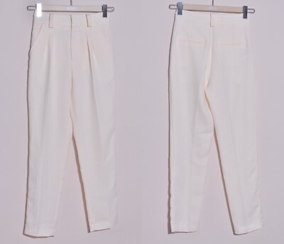 Ba&sh Damen Anzughose Creme Weiß Gerade Anzughose Baumwolle Größe 1