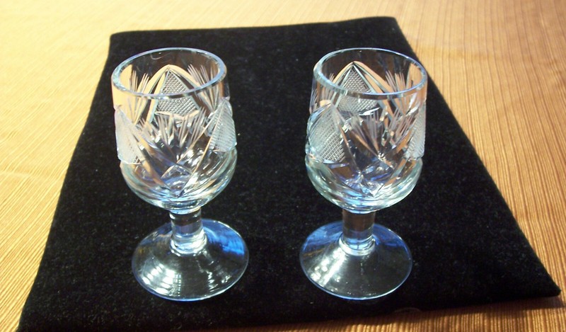 Set of 2 Cut Crystal Cordial Shot Liqueur Glasses - European Crystal