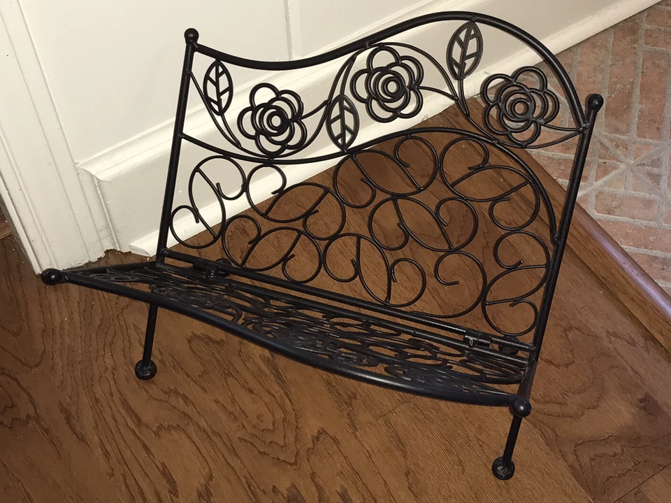 ESTANTE CARGADOR HIERRO GRUESO SOPORTE MULTIUSOS DISEÑO ROSA PLEGABLE Foto 2 de 4