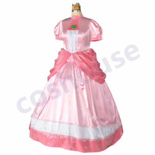 Disfraz de Princesa Melocotón Talla Grande Vestido Punk Rosa + Corona + Guantes - Imagen 4 de 6