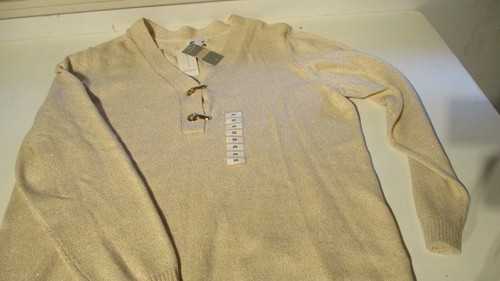 NWT $70 CHARTER CLUB WOMENS L/S V-NECK SWEATER - CREAM/GOLD METALLIC -2X / XXL - Picture 2 of 2
