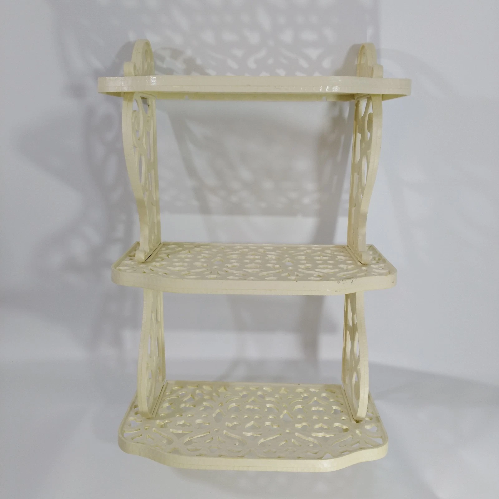 Filigree Triple 3 Shelf Plastic Homco USA 15x23.5 Inches 1982 Vintage