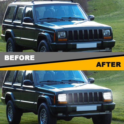 DOT 7x6" 5x7" LED Headlight DRL Hi-Lo Angel Eye For Jeep Cherokee XJ Wrangler YJ - Picture 5 of 12
