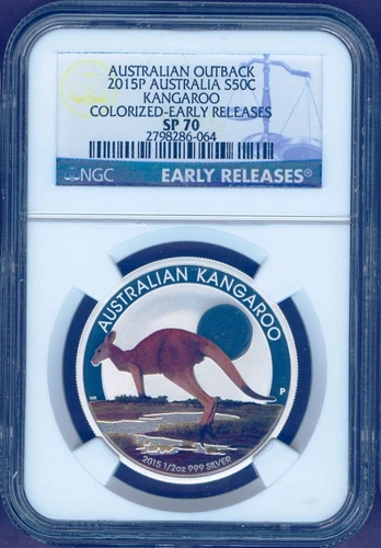 Australia 2015 Outback Kangaroo 1/2oz Silver Colorized NGC SP70 ER RARE ONLY 5!