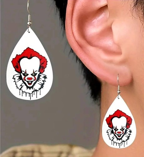 Halloween Horror Inspired Dangle Drop Hook Earrings Faux Leather, Enamel Or Wood - Picture 12 of 101